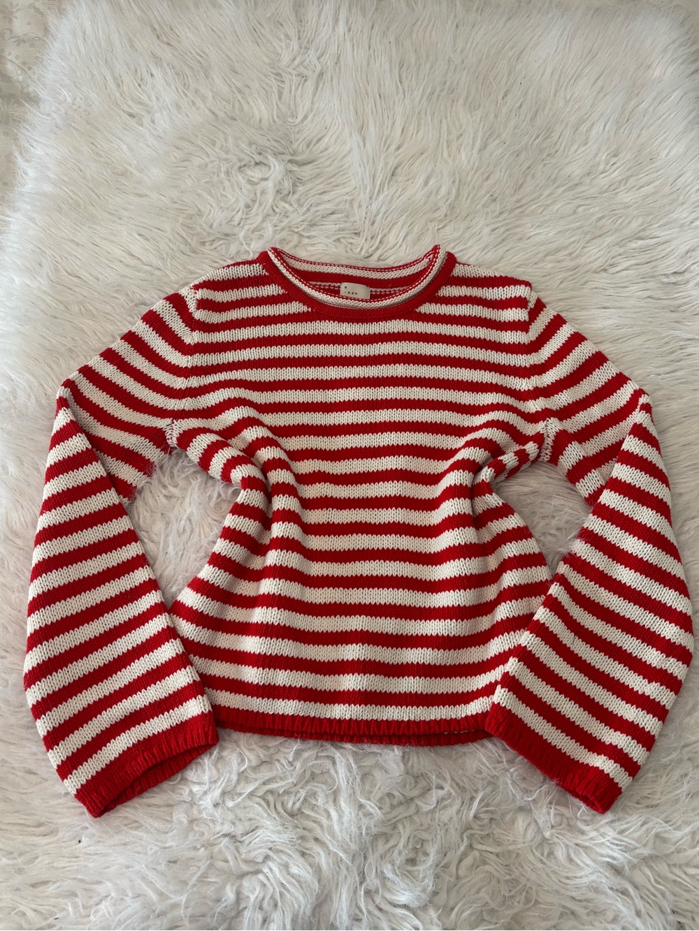 a new day Red and White Striped Scoop Neck Sweater
